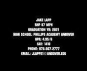 Jake LappnRHP - 87mphnGraduation Yr: 2021nHigh School: Phillips Academy AndovernGPA: 4.95/6nSAT: 1410nPhone: 978-807-2777nEmail: jlapp21@andover.edu