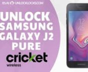 Get unlock code now https://unlocklocks.comnnHow to Unlock Cricket Cricket Samsung Galaxy J2 (SM-J260AZ) Pure by Unlock Codenn1. With or without SIM Card inserted type *#06# on your mobile dialpad tonyour device IMEI number and note it down as you will need to order the uniquenunlock code of your Cricket Samsung Galaxy J2 (SM-J260AZ) Pure.nn2. visit https://unlocklocks.com/ and order your unlock code. once unlock codenarrived in your email complete steps below to enter the unlock code.nn3. Power