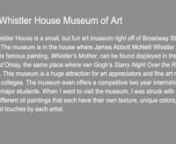 “Lowell Through a College Student’s Eyes”nnKergo, Jessica. “Whistler Museum brings culture to Lowell.” The UMass Lowell Connector Arts and Entertainment 22 March 2016.nhttp://umlconnector.com/2016/03/whistler-museum-brings-culture-to-lowell/nnThis article is written by the students of UMass Lowell, meaning they have their own opinion on many of the exercises and events offered at the school. A student’s review on the Whistler House Museum of Art will help me and my artwork, which is