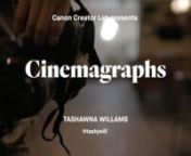 Bring movement to your still life, Tashawna Williams gives us a tutorial on how to make Cinemagraphs. nn-----n#JOINTHECLASSnTo be a Member and get involved, visit http://bit.ly/1KrHwwqnnnCREATORSn// FEATUREDnTashawna Williamsn@tashjwillnnn//CREWnDirector: Alex Cirka nSupervising Producer: Neha SharmanProducer: Travis RichelnCinematographer: Steven MeyersnAC: Scott WatsonnPA: Chris Munro nEditor: Helen NguyennBTS Photographer: Helen NguyennMusic: Jingle PunksnnnSHOT WITH:nCanon EOS C300 Mark IInC