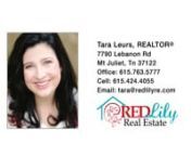 508 Albany Dr Hermitage TN 37076 - Tara LeursnnTara LeursnnTara earned her real estate license in 2004 as a way of financing her college education and graduated from MTSU in 2005 with a major in public relations and double minor in marketing/English. She became a broker in 2013 and opened Red Lily in 2014 to create a real estate company that continually strives for honesty and integrity. With over ten years&#39; experience as a professional realtor, Tara offers clients, whether they are buying or se