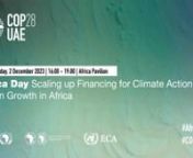 Africa@COP28: Africa Day (ENGLISH) stands as a pivotal and ongoing event within the 28th Conference of the Parties (COP28) to the United Nations Framework Convention on Climate Change (UNFCCC). This significant gathering continues to underscore the essential role that Africa plays in addressing climate change and advancing sustainable development on the global stage.nThe event serves as a dynamic platform, bringing together African leaders, policymakers, and experts to engage in insightful discu