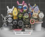 SWATCH &amp; KIDROBOT ANNOUNCE NEW COLLECTIONnnSwatch has teamed up with Kidrobot, an art-driven toy and lifestyle brand, to create Kidrobot for Swatch, a collection of eight Gents, each accompanied by a complimentary Dunny. Dunny is Kidrobot’s iconic and highly collectible bunny-like vinyl toy, a customizable canvas for artists from widely varying backgrounds. Gary Baseman, Jeremyville, Frank Kozik, Joe Ledbetter, MAD, Tara McPherson, SSUR, and Tilt are the eight extraordinary artists who hav