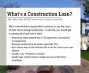 Tilson&#39;s no construction loan program is different from what you&#39;ll see with other custom builders. Learn more about the difference. nnLearn more about us at https://www.tilsonhomes.com/nnWhat We Cover:nDawn and Eric review how Tilson’s EasyBuy program differs from traditional construction loansnThey also hold a lengthy question and answer sessionnnSeminar Notes:nWhat is a construction loan? [6:20]nWhat is Tilson’s alternative? [10:05]nComparative example [11:46]nCalculating interest [15:11]