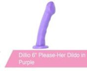 https://www.pinkcherry.com/products/dillio-6-please-her-dildo-in-purple (PinkCherry US)nhttps://www.pinkcherry.ca/products/dillio-6-please-her-dildo-in-purple (PinkCherry Canada)nn A plushy g-spot seeking plaything in bright purple, Dillio&#39;s Please-Her easily targets inner sweet spots solo or in the hands of a playmate. Featuring a natural curve, big swollen tip and a sturdy suction base to hold tight agasint most smooth flat surfaces, the Please-Her satisfies in almost any position.nnSuper smoo