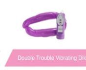 https://www.pinkcherry.com/products/double-trouble-vibrating-dildo (PinkCherry USA)nhttps://www.pinkcherry.ca/products/double-trouble-vibrating-dildo (PinkCherry Canada)nnOn the prowl for the sexiest, flexi-iest vibe in town? Found it! This silky daydream of a vibe is not only ultra flexible and able to be bent, twisted and angled into tons of different shapes, it also offers up two completely usable tips, each with lots of stimulating texture built right in,nnExplore targeted clitoris, nipple o