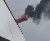 This video shows smoke pouring out of an exhaust funnel after a fire broke out on a cruise ship&#60;br/&#62;&#60;br/&#62;The footage shows the funnel engulfed in flames on the Carnival Cruise ship as it was on its voyage in the Bahamas.&#60;br/&#62;&#60;br/&#62;Heath Barnes, of Woodsboro, Maryland, USA, said: &#92;