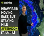 This afternoon will see a band of heavy rain moving eastwards across the UK. Western parts of the country will be the affected first, while it will be dry but cloudy along the east. Temperatures are going to remain above average, feeling mild for most. – This is the Met Office UK Weather forecast for the afternoon of 17/02/24. Bringing you today’s weather forecast is Craig Snell.