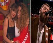 Taylor Swift and Blake Lively sing along to Post Malone’s moving rendition of ‘America the Beautiful’ from xxx snakes sing