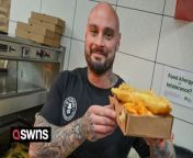 Hundreds of people queued for hours in the rain to snap up a portion of &#39;Britain&#39;s cheapest&#39; fish and chips - for just 75p.&#60;br/&#62;&#60;br/&#62;Dr Vinegars Extraordinary Fish &amp; Chips offered the mega cut-price deal after it recently opened its doors to customers in Wolverhampton.&#60;br/&#62;&#60;br/&#62;Massive queues of eager punters snaked around the carpark of the new chippy from as early as 11am yesterday (Thurs).&#60;br/&#62;&#60;br/&#62;The bargain meal cost just 75p and consists of a portion of the shops special &#39;orange chips&#39; and a mini-fillet - which would usually set you back £5.70.&#60;br/&#62;&#60;br/&#62;Portions were limited to one per customer but that didn&#39;t put punters off as hundreds flocked to the shop despite miserable weather conditions. &#60;br/&#62;&#60;br/&#62;Local Nicola Jones, 55, from Wednesfield, West Mids., was the first in line after she started queueing at 11.30am. &#60;br/&#62;&#60;br/&#62;Mum-of-one Nicola said: “They were delicious. &#60;br/&#62;&#60;br/&#62;&#92;