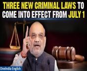 The Indian government has officially announced that three new criminal laws, slated to replace the age-old Indian Penal Code, Code of Criminal Procedure, and Evidence Act, will come into effect from July 1.&#60;br/&#62; &#60;br/&#62; #BharatiyaNyayaSanhita #BharatiyaNagarikSurakshaSanhita #BharatiyaSakshyaAct #CrPC #IPC #IndianEvidenceAct #LokSabha #AmitShah #CriminalLaws #NewCriminalLaws&#60;br/&#62;~PR.151~ED.155~GR.121~HT.96~