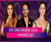 The Zee Cine Awards 2024 took place on March 10 in Mumbai. The event, which was all about glitz and glam, saw A-listers from B-town in attendance. Apart from pictures and videos flooding the internet of celebrities’ stylish appearances and performances, several winning moments also grabbed fans’ attention. Shah Rukh Khan bagged the Best Actor honour at the event, while Rani Mukerji, Kartik Aaryan, Alia Bhatt and Bobby Deol were among others who also won big at this year’s Zee Cine Awards.&#60;br/&#62;