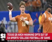 Texas quarterback Arch Manning made ripples this week when he decided not to opt into EA Sports’s upcoming video game, College Football 25.