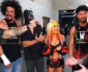 Rey mysterio takes Zelina Vega, Carlito &amp; LWO out for tequila off air backstage on WWE SMACKDOWN