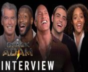 “Black Adam” stars Dwayne Johnson (Black Adam/Teth Adam), Pierce Brosnan (Doctor Fate/Kent Nelson), Aldis Hodge (Hawkman/Carter Hall), Noah Centineo (Atom Smasher/Al Rothstein), Quintessa Swindell (Cyclone/Maxine Hunkell), Sarah Shahi (Adrianna Tomaz), Mohamed Amer (Kamir) and director Jaume Collet-Serra discuss their new DC film in this interview with CinemaBlend’s Sean O’Connell. Find out if The Rock intends on making a movie that speaks to the film&#39;s end credits sequence and more.