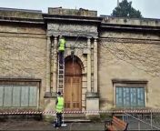 Work to remove vegetation on Kettering Library and the Alfred East Art Gallery is underway, part of the £6.8m roof refurbishment project