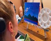 A woman who was paralysed from the neck down after a ski accident has learnt to paint with her MOUTH - to show &#92;