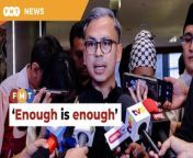 The communications minister says enough is enough.&#60;br/&#62;&#60;br/&#62;Read More: https://www.freemalaysiatoday.com/category/nation/2024/04/04/fahmi-warns-akmal-against-misinterpreting-kings-decree/ &#60;br/&#62;&#60;br/&#62;Laporan Lanjut: https://www.freemalaysiatoday.com/category/bahasa/tempatan/2024/04/04/fahmi-ingatkan-akmal-jangan-salah-tafsir-titah-agong/&#60;br/&#62;&#60;br/&#62;Free Malaysia Today is an independent, bi-lingual news portal with a focus on Malaysian current affairs.&#60;br/&#62;&#60;br/&#62;Subscribe to our channel - http://bit.ly/2Qo08ry&#60;br/&#62;------------------------------------------------------------------------------------------------------------------------------------------------------&#60;br/&#62;Check us out at https://www.freemalaysiatoday.com&#60;br/&#62;Follow FMT on Facebook: https://bit.ly/49JJoo5&#60;br/&#62;Follow FMT on Dailymotion: https://bit.ly/2WGITHM&#60;br/&#62;Follow FMT on X: https://bit.ly/48zARSW &#60;br/&#62;Follow FMT on Instagram: https://bit.ly/48Cq76h&#60;br/&#62;Follow FMT on TikTok : https://bit.ly/3uKuQFp&#60;br/&#62;Follow FMT Berita on TikTok: https://bit.ly/48vpnQG &#60;br/&#62;Follow FMT Telegram - https://bit.ly/42VyzMX&#60;br/&#62;Follow FMT LinkedIn - https://bit.ly/42YytEb&#60;br/&#62;Follow FMT Lifestyle on Instagram: https://bit.ly/42WrsUj&#60;br/&#62;Follow FMT on WhatsApp: https://bit.ly/49GMbxW &#60;br/&#62;------------------------------------------------------------------------------------------------------------------------------------------------------&#60;br/&#62;Download FMT News App:&#60;br/&#62;Google Play – http://bit.ly/2YSuV46&#60;br/&#62;App Store – https://apple.co/2HNH7gZ&#60;br/&#62;Huawei AppGallery - https://bit.ly/2D2OpNP&#60;br/&#62;&#60;br/&#62;#FMTNews #FahmiFadzil #Misinterpret #KingDecree #AkmalSaleh