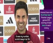 Arsenal boss Mikel Arteta explained why his lucky number eight shirt may result in a Premier League triumph