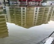 Flooded street in Al Barsha 1 from odia actress barsha