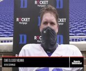 Duke offensive lineman Casey Holman discusses the team&#39;s first scrimmage, praising running back Deon Jackson and talking about playing multiple positions on the line