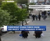 Moment man fires gun on busy street in north London from roopa gun