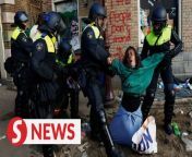 Dutch riot police broke up a pro-Palestinian protest at the University of Amsterdam (UvA) on Wednesday (May 8), battling demonstrators who had vowed to stay put until the institution severed all ties with Israel. &#60;br/&#62;&#60;br/&#62;The protesters said the Israeli institutions that the university works with profit from oppression of Palestinians.&#60;br/&#62;&#60;br/&#62;WATCH MORE: https://thestartv.com/c/news&#60;br/&#62;SUBSCRIBE: https://cutt.ly/TheStar&#60;br/&#62;LIKE: https://fb.com/TheStarOnline
