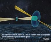 Researchers challenged Albert Einstein’s famed theory of general relativity by observing stars known as pulsars for 16 years to seek a unified theory of the fundamental forces of the cosmos.&#60;br/&#62;&#60;br/&#62;For more than 100 years, scientists have sought to find flaws in Einstein’s theory.&#60;br/&#62;&#60;br/&#62;Scientists observed a double pulsar— consisting of two super-dense pulsars orbiting around each other — for 16 years to challenge Albert Einstein’s famous E=mc2 equation. (Max Planck Institute)&#60;br/&#62;Researchers in the United Arab Emirates and at the University of Manchester took recourse to seven radio telescopes stationed around the world. They used them to rigorously test Einstein’s famed E=mc2 equation. They revealed expected relativistic effects that were observed for the very first time.&#60;br/&#62;&#60;br/&#62;According to Ferdman, “a pulsar is a highly magnetized rotating compact star that emits beams of electromagnetic radiation out of its magnetic poles. They weigh more than our sun and are only about 15 miles across; incredibly dense, that produce radio beams that sweep across the universe like a lighthouse.”&#60;br/&#62;&#60;br/&#62;Ferdman said the team studied a double pulsar, which offers the best laboratory for testing Einstein’s theory, which he developed before the techniques to discover and study pulsars even existed.&#60;br/&#62;&#60;br/&#62;The discovery of the double pulsar system is the “only known instance of two cosmic clocks which allow precise measurement of the structure and evolution of an intense gravitational field,” Benjamin Stappers, a professor of astrophysics at the University of Manchester, said.&#60;br/&#62;&#60;br/&#62;Astronomer Ingrid Stairs of the University of British Columbia said the team tracked the radio photons emitted by one pulsar in the gravitation field of the companion pulsar.&#60;br/&#62;&#60;br/&#62;Dec. 13, 2021&#60;br/&#62;Source: Max Planck Institute for Radio Astronomy&#60;br/&#62;&#60;br/&#62;#Science #Einstein #Astronomy #Stars