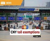 This initiative will cost the government some RM42.99 million.&#60;br/&#62;&#60;br/&#62;&#60;br/&#62;&#60;br/&#62;Read More: &#60;br/&#62;https://www.freemalaysiatoday.com/category/nation/2024/02/07/toll-exemptions-on-thursday-friday-for-cny/&#60;br/&#62;&#60;br/&#62;Laporan Lanjut: &#60;br/&#62;https://www.freemalaysiatoday.com/category/bahasa/tempatan/2024/02/07/tol-percuma-sempena-tahun-baru-cina/&#60;br/&#62;&#60;br/&#62;Free Malaysia Today is an independent, bi-lingual news portal with a focus on Malaysian current affairs.&#60;br/&#62;&#60;br/&#62;Subscribe to our channel - http://bit.ly/2Qo08ry&#60;br/&#62;------------------------------------------------------------------------------------------------------------------------------------------------------&#60;br/&#62;Check us out at https://www.freemalaysiatoday.com&#60;br/&#62;Follow FMT on Facebook: http://bit.ly/2Rn6xEV&#60;br/&#62;Follow FMT on Dailymotion: https://bit.ly/2WGITHM&#60;br/&#62;Follow FMT on Twitter: http://bit.ly/2OCwH8a &#60;br/&#62;Follow FMT on Instagram: https://bit.ly/2OKJbc6&#60;br/&#62;Follow FMT on TikTok : https://bit.ly/3cpbWKK&#60;br/&#62;Follow FMT Telegram - https://bit.ly/2VUfOrv&#60;br/&#62;Follow FMT LinkedIn - https://bit.ly/3B1e8lN&#60;br/&#62;Follow FMT Lifestyle on Instagram: https://bit.ly/39dBDbe&#60;br/&#62;------------------------------------------------------------------------------------------------------------------------------------------------------&#60;br/&#62;Download FMT News App:&#60;br/&#62;Google Play – http://bit.ly/2YSuV46&#60;br/&#62;App Store – https://apple.co/2HNH7gZ&#60;br/&#62;Huawei AppGallery - https://bit.ly/2D2OpNP&#60;br/&#62;&#60;br/&#62;#FMTNews #ChineseNewYear #TollExemptions