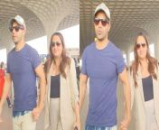 Varun Dhawan &amp; Natasha Dalal leave for Babymoon after Announcing Pregnancy, cover Baby Bump at Airport. Varun Dhawan and Natasha Dalal are expecting their first Child, recently Shared photo with Baby Bump. Watch Video to know more &#60;br/&#62; &#60;br/&#62;#VarunDhawan #VarunDhawanBaby #NatashaDalalPregnant&#60;br/&#62;~HT.97~PR.132~ED.141~