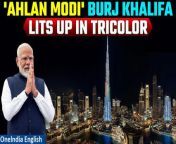 Witness the iconic Burj Khalifa illuminate the night sky with the vibrant colors of the Indian flag, marking the momentous occasion of Prime Minister Modi&#39;s address at the Dubai summit. Join us as we delve into the significance of this dazzling display and the historic ties between India and the UAE.&#60;br/&#62; &#60;br/&#62;#AhlanModi #BurjKhalifa #AbuDhabiMandir #AbuDhabiHinduTemple #BAPSHinduMandir #NarendraModi #HinduTempleinAbuDhabi #OneindiaNews&#60;br/&#62;~PR.274~ED.194~GR.124~HT.96~