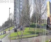 The rider was filmed destroying grassland outside the tower block in Doncaster&#60;br/&#62;