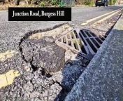 Potholes in Leylands Road, London Road and Junction Road in Burgess Hill. Video SR staff