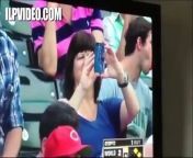 Man gives Budweiser bottle a blowjob during MLB Futures All Star Game.