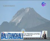 Bawal muna ang trekking activities sa Mt. Apo Natural Park.&#60;br/&#62;&#60;br/&#62;&#60;br/&#62;Balitanghali is the daily noontime newscast of GTV anchored by Raffy Tima and Connie Sison. It airs Mondays to Fridays at 10:30 AM (PHL Time). For more videos from Balitanghali, visit http://www.gmanews.tv/balitanghali.&#60;br/&#62;&#60;br/&#62;#GMAIntegratedNews #KapusoStream&#60;br/&#62;&#60;br/&#62;Breaking news and stories from the Philippines and abroad:&#60;br/&#62;GMA Integrated News Portal: http://www.gmanews.tv&#60;br/&#62;Facebook: http://www.facebook.com/gmanews&#60;br/&#62;TikTok: https://www.tiktok.com/@gmanews&#60;br/&#62;Twitter: http://www.twitter.com/gmanews&#60;br/&#62;Instagram: http://www.instagram.com/gmanews&#60;br/&#62;&#60;br/&#62;GMA Network Kapuso programs on GMA Pinoy TV: https://gmapinoytv.com/subscribe