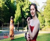Hannah Benton says she got her boyfriend, Jones, an inflatable dinosaur costume for his birthday a few months ago and they thought the perfect time to bring it out was for her senior prom. They snapped funny photos with her in a beautiful red gown and him in his prehistoric gear.