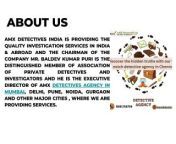 With a reputation for excellence and a track record of success, AMX Detective agency in India stands as a beacon of trust and reliability in the world of private investigation. When you need answers, trust AMX Detective to uncover the truth with precision and discretion.&#60;br/&#62;~&#60;br/&#62;More@ https://rb.gy/u2y8m3&#60;br/&#62;Web@ https://rb.gy/mt650q&#60;br/&#62;