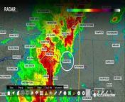 Storm chaser Tony Laubach reported live from under the cover of a gas station awning as severe storms arrived in Illinois with intense hail and lightning.