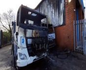 Two trucks destroyed by fire last night at Grab Hire , based at the Webner industrial estate, Ettingshall Road,Wolverhampton