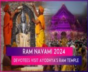 Large number of devotees visited Ayodhya on the occasion of Ram Navami. The Ram temple doors were opened for pilgrims at 3:30 am on April 17. Shri Ram Janmabhoomi Teerth Kshetra Trust has extended the period of darshan on this auspicious occasion. No special darshan will be organised for the day. the ‘Divya Abhisheka’ of the Ram Lalla idol was performed at the temple. ‘Divya Abhisheka’ is a sacred ritual involving the ceremonial bath of the deity. This year’s Ram Navami holds significance as it marks the first Ram Navami celebration at the temple following the ‘Pran Pratishtha’ ceremony. The temple has been beautifully decorated on the special occasion. Watch the video to know more.&#60;br/&#62;