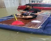 Some were asking makeshift boat and kayak operators to transport them as it was quite a challenge to walk through fully submerged footpaths and roads