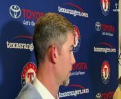 Mike Minor addresses the media at the Texas Rangers Foundation awards ceremony
