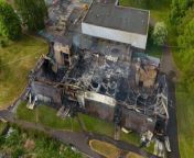 Fire crews were today (Fri) tackling a blaze that had ripped through a leisure centre overnight.&#60;br/&#62;&#60;br/&#62;Dramatic aerial photos show the aftermath of the inferno at the Clarendon Leisure Centre in Salford.&#60;br/&#62;&#60;br/&#62;The roof of one section of the building appears to be completely collapsed while the interior has been gutted.&#60;br/&#62;&#60;br/&#62;Greater Manchester Fire and Rescue said crews were called at around 2.45am on Friday morning (May 10).&#60;br/&#62;&#60;br/&#62;Eight fire engines from across the region were on hand to tackle the blaze at its height.